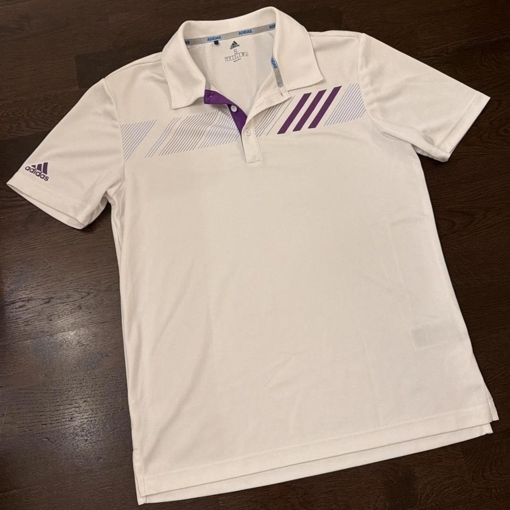 Adidas Performance Polo Shirt‎ | White / Purple | Small